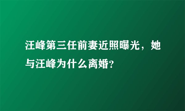 汪峰第三任前妻近照曝光，她与汪峰为什么离婚？