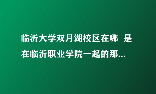 临沂大学双月湖校区在哪  是在临沂职业学院一起的那个么  旁边的校区是不是坤明园