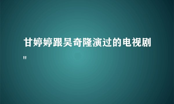 甘婷婷跟吴奇隆演过的电视剧