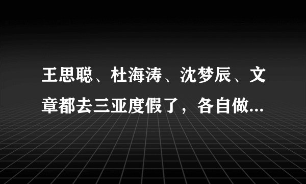 王思聪、杜海涛、沈梦辰、文章都去三亚度假了，各自做的事情不同