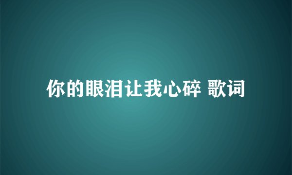 你的眼泪让我心碎 歌词