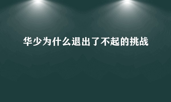 华少为什么退出了不起的挑战