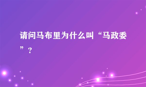 请问马布里为什么叫“马政委”？
