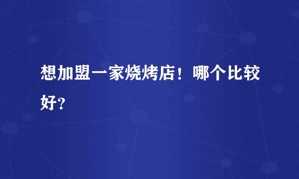 想加盟一家烧烤店！哪个比较好？