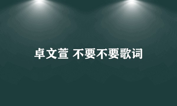 卓文萱 不要不要歌词