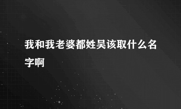 我和我老婆都姓吴该取什么名字啊