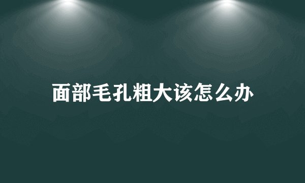 面部毛孔粗大该怎么办