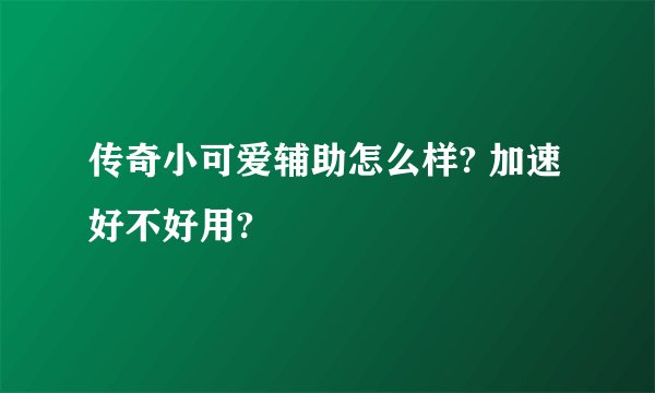 传奇小可爱辅助怎么样? 加速好不好用?