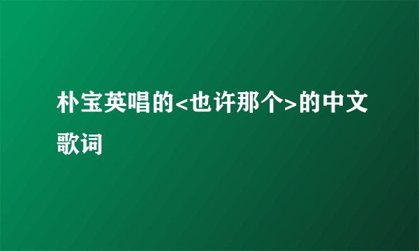 朴宝英唱的<也许那个>的中文歌词