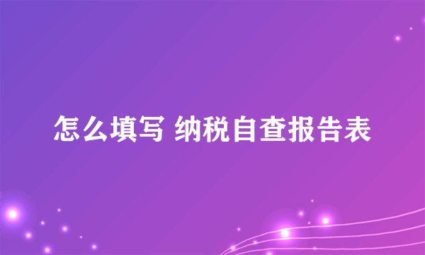 怎么填写 纳税自查报告表
