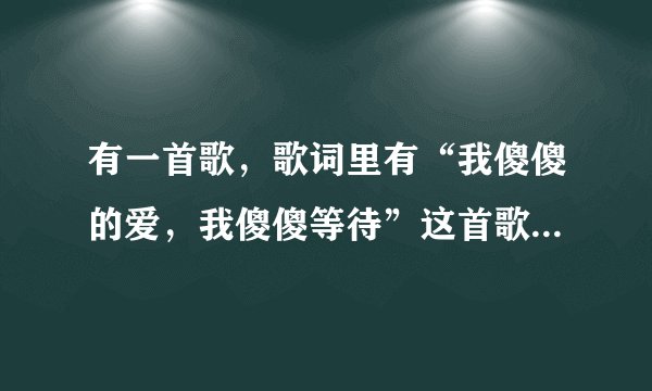 有一首歌,歌词里有“我傻傻的爱,我傻傻等待”这首歌的名字是什么?