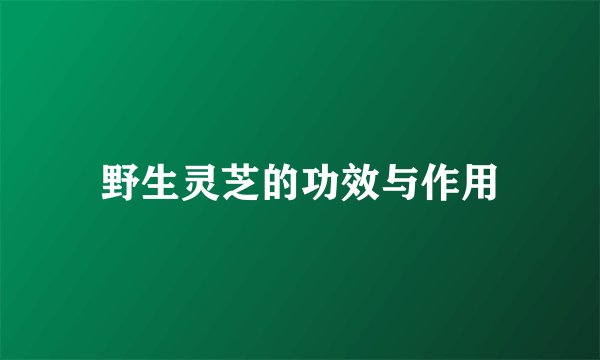 野生灵芝的功效与作用