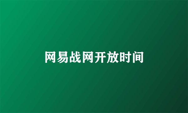 网易战网开放时间