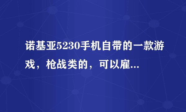 诺基亚5230手机自带的一款游戏，枪战类的，可以雇佣枪手，印第安人，大炮，机枪，也可以赚钱省级他们