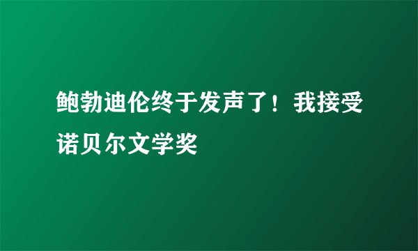 鲍勃迪伦终于发声了!我接受诺贝尔文学奖