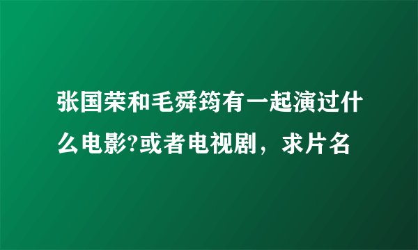 张国荣和毛舜筠有一起演过什么电影?或者电视剧，求片名