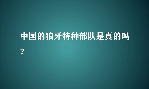 中国的狼牙特种部队是真的吗？