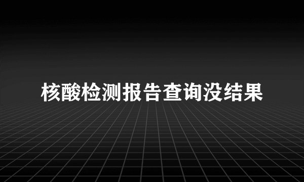 核酸检测报告查询没结果