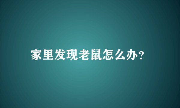 家里发现老鼠怎么办？
