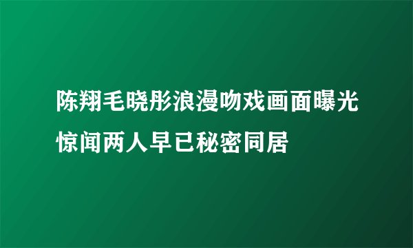 陈翔毛晓彤浪漫吻戏画面曝光惊闻两人早已秘密同居