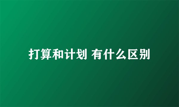 打算和计划 有什么区别