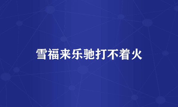 雪福来乐驰打不着火