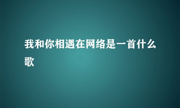 我和你相遇在网络是一首什么歌