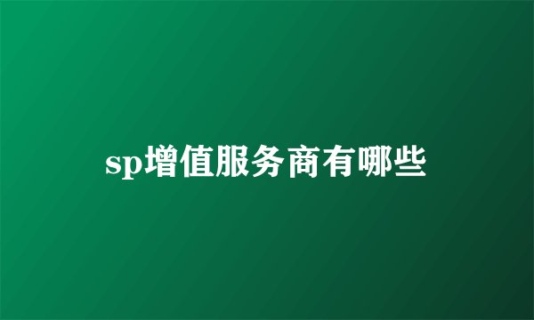 sp增值服务商有哪些