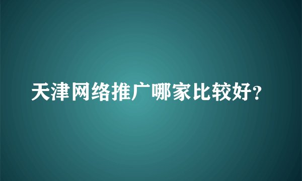 天津网络推广哪家比较好？