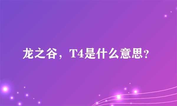 龙之谷,T4是什么意思?