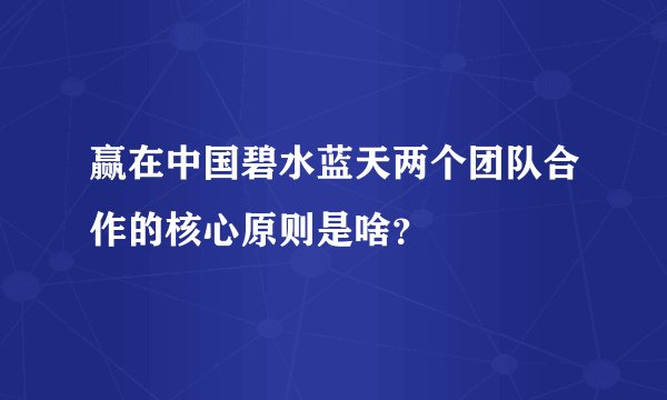 赢在中国碧水蓝天两个团队合作的核心原则是啥?