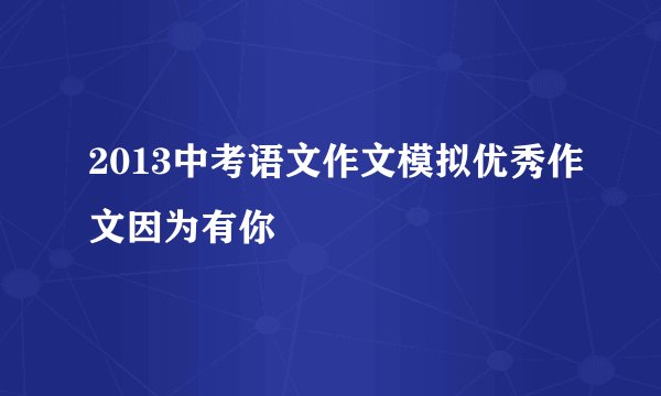 2013中考语文作文模拟优秀作文因为有你
