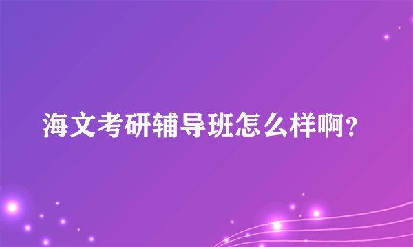 海文考研辅导班怎么样啊？