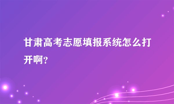 甘肃高考志愿填报系统怎么打开啊？