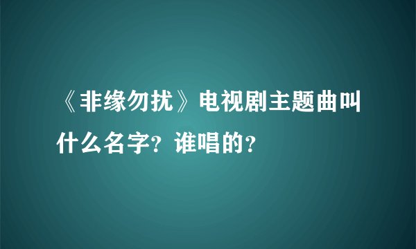 《非缘勿扰》电视剧主题曲叫什么名字？谁唱的？