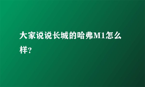 大家说说长城的哈弗M1怎么样？