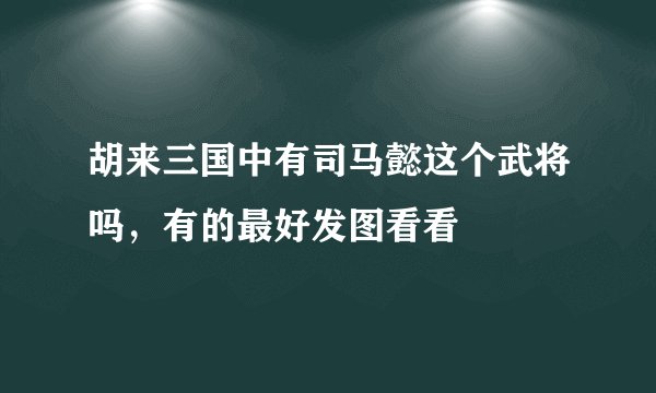 胡来三国中有司马懿这个武将吗,有的最好发图看看