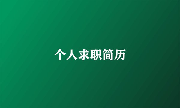 个人求职简历