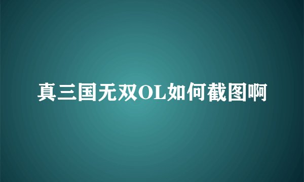 真三国无双OL如何截图啊