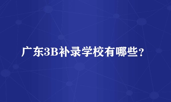 广东3B补录学校有哪些？