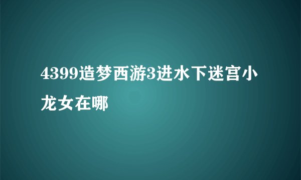 4399造梦西游3进水下迷宫小龙女在哪