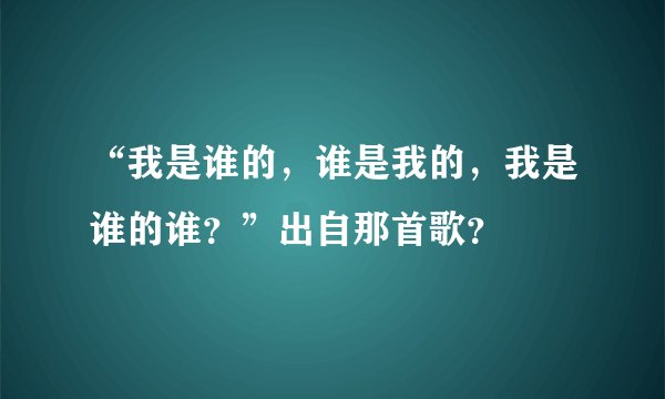 “我是谁的，谁是我的，我是谁的谁？”出自那首歌？