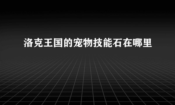 洛克王国的宠物技能石在哪里