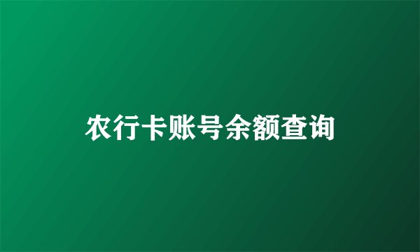 农行卡账号余额查询