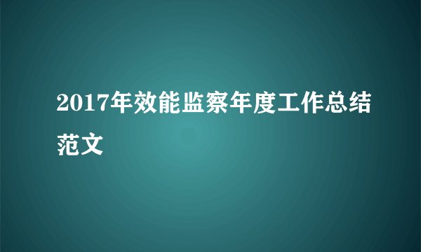 2017年效能监察年度工作总结范文