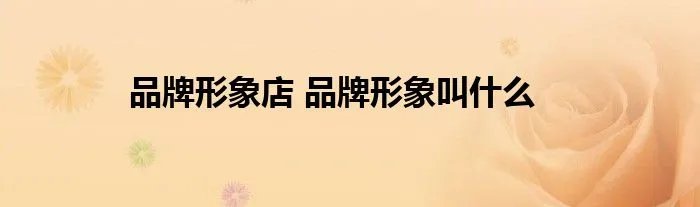 品牌形象店 品牌形象叫什么
