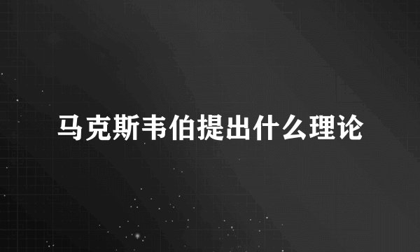 马克斯韦伯提出什么理论