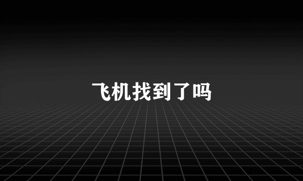 飞机找到了吗