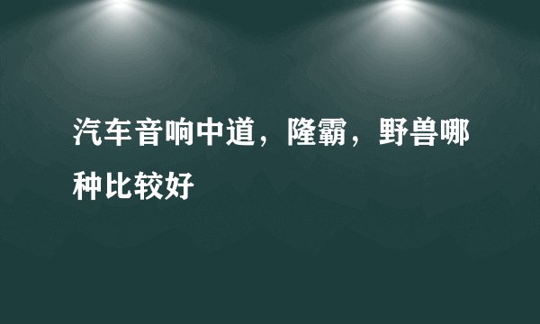 汽车音响中道，隆霸，野兽哪种比较好