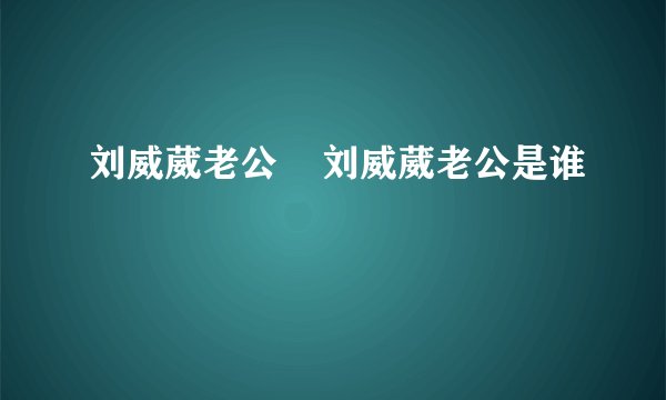 刘威葳老公    刘威葳老公是谁